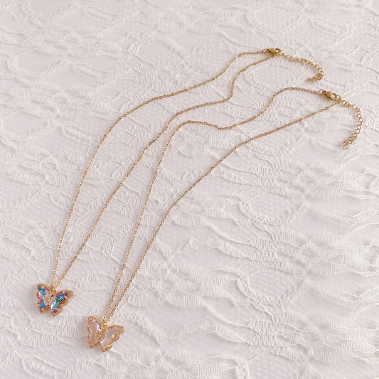 Purple Cream バタフライネックレス P9384