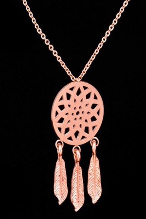 Dream Catcher necklace Pink Gold
