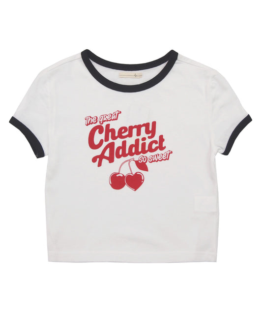 チェリー さくらんぼ リンガー チビTシャツ WHITE