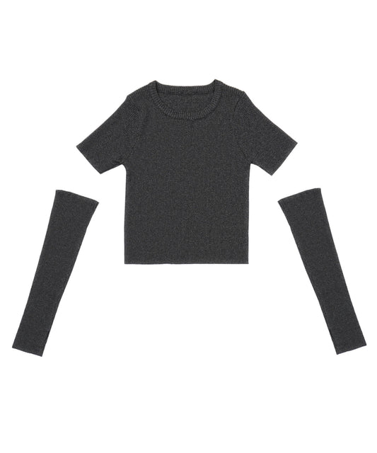 Lamellibu short T-shirt with arm warmers BLACK*