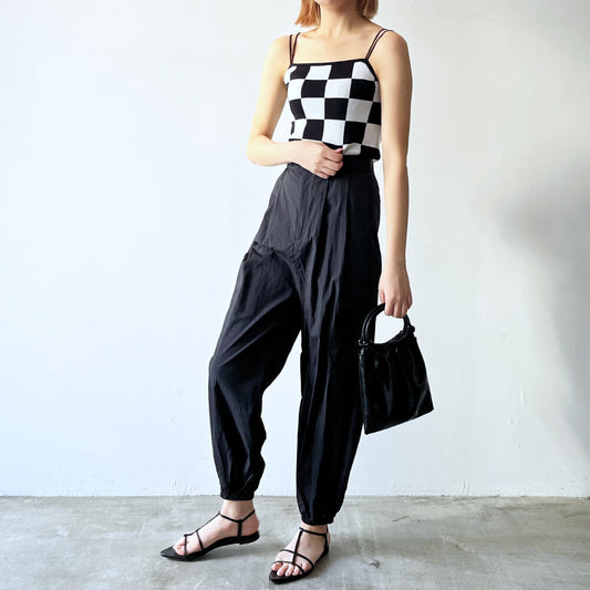 sourire knit block check camisole BLACK WHITE