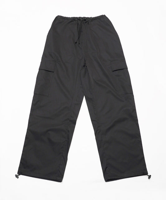 Plain polyester twill cargo pants BLACK