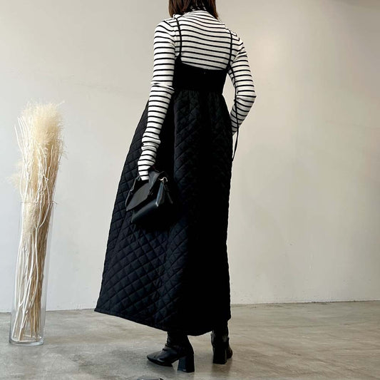 RUMOR Diamond Quilted Cami Dress BLACK