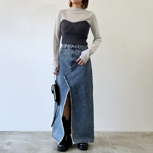 ニット ストレッチ ビスチェ CHARCOAL