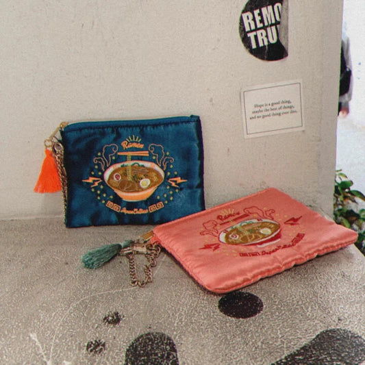 MYUUA Embroidered Pouch Sukajan Ramen Pink