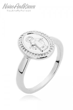 Guadalupe Angel Medal Point Ring SILVER