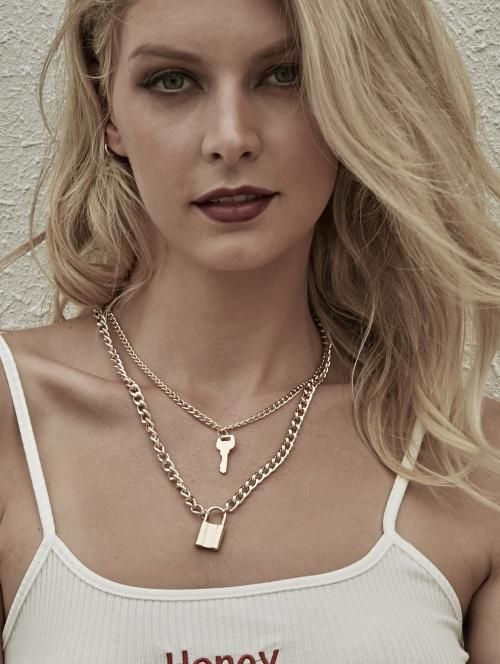 【会員限定0円】Lock & Key Charm Layered Chain ネックレス GOLD