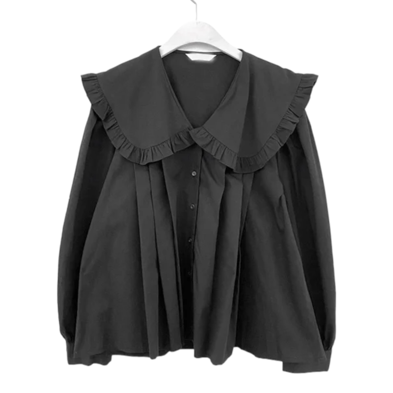 BIG Collar Frill Blouse (2 color) - YOUAREMYPOISON