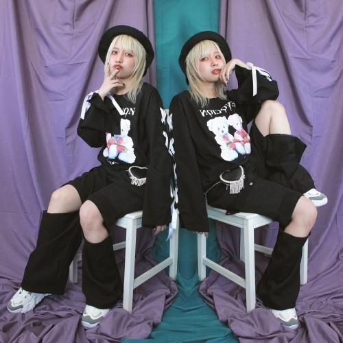 ビジューハート ミニバッグ付き チェーンベルト BLACK