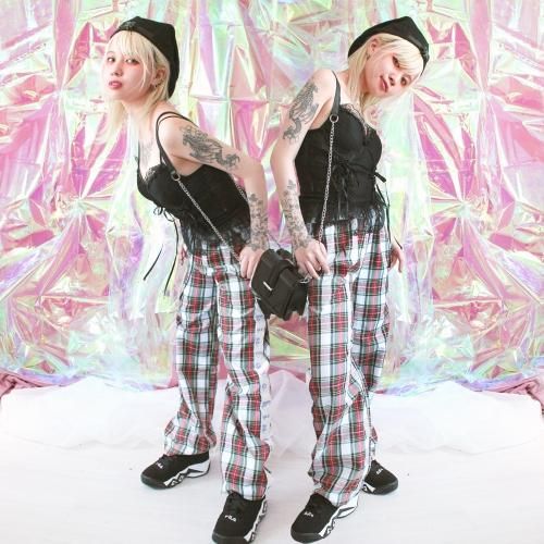 メタルバックル付 ハンチング ハット BLACK