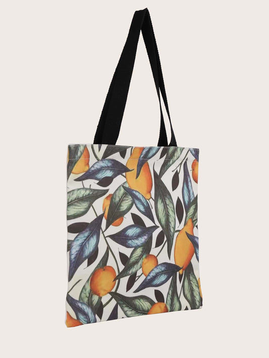 Fruit print tote bag WHITE