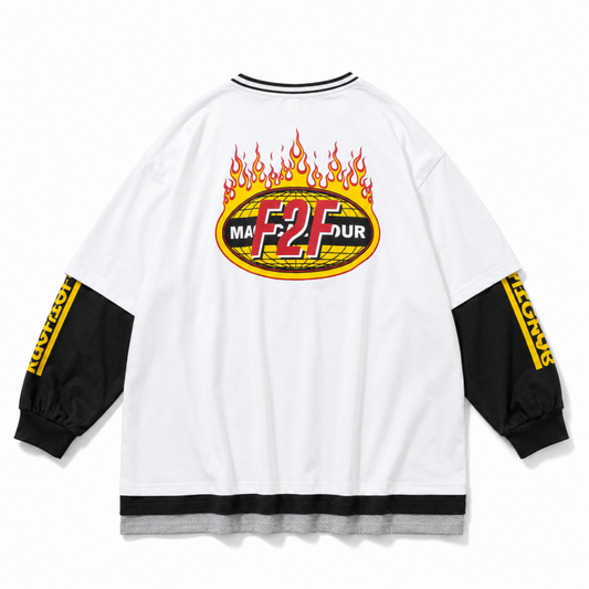 フェイクレイヤード ポンチ ロンT WHITE