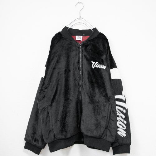 VISION STREET WEAR Patch Sleeve Faux Fur Jacket - YOU ARE MY POISON