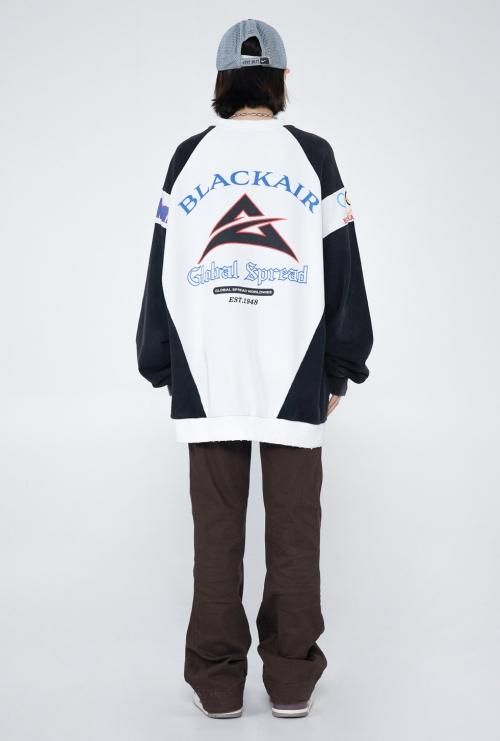 MADE EXTREME BLACK AIR バイカラースポーティ ダメージデザイン ロンT Black/White