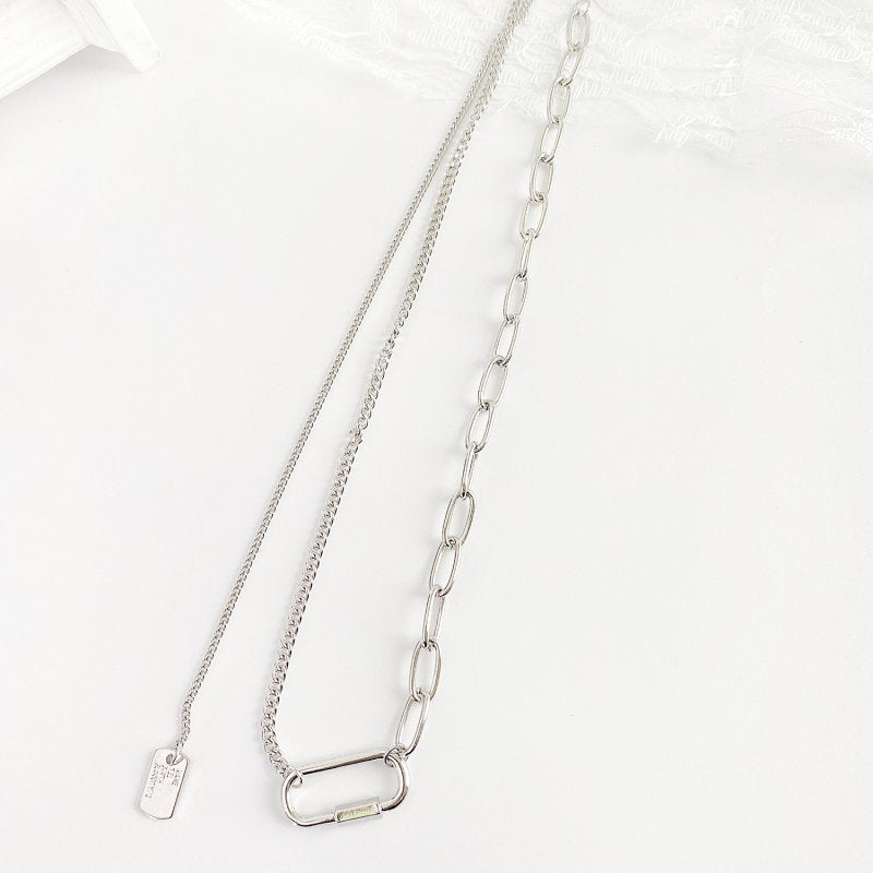Mini Dog Tag Asymmetry Chain Necklace - YOUAREMYPOISON