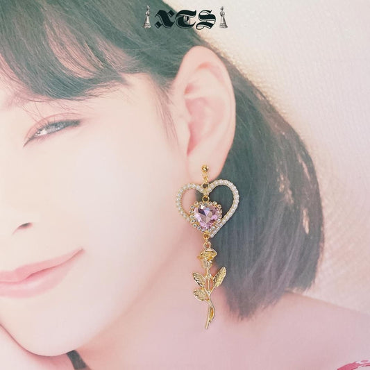 XTS ピンクハート ローズ ピアス GOLD
