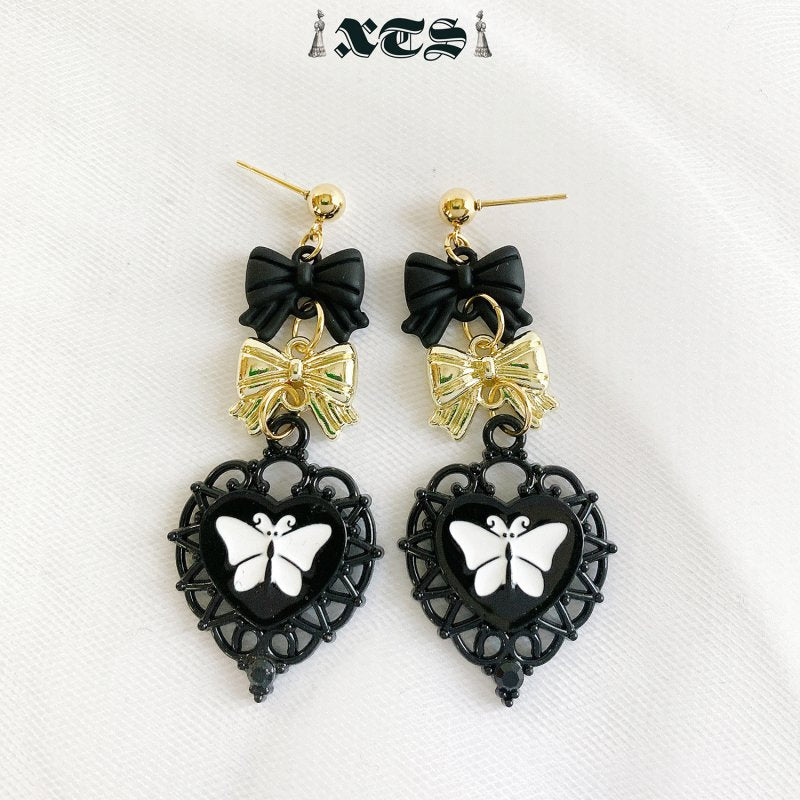 XTS Moon & Heart 三日月 ミニハート イヤリング SILVER