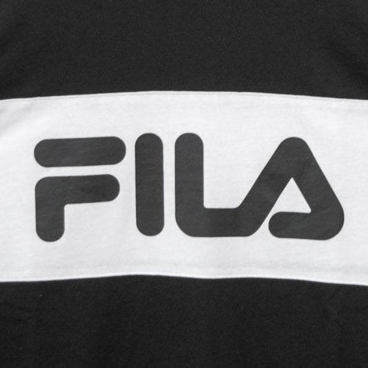 FILA フィラ 配色切り替えロゴプリントクルーネック 半袖Tシャツ BLACK