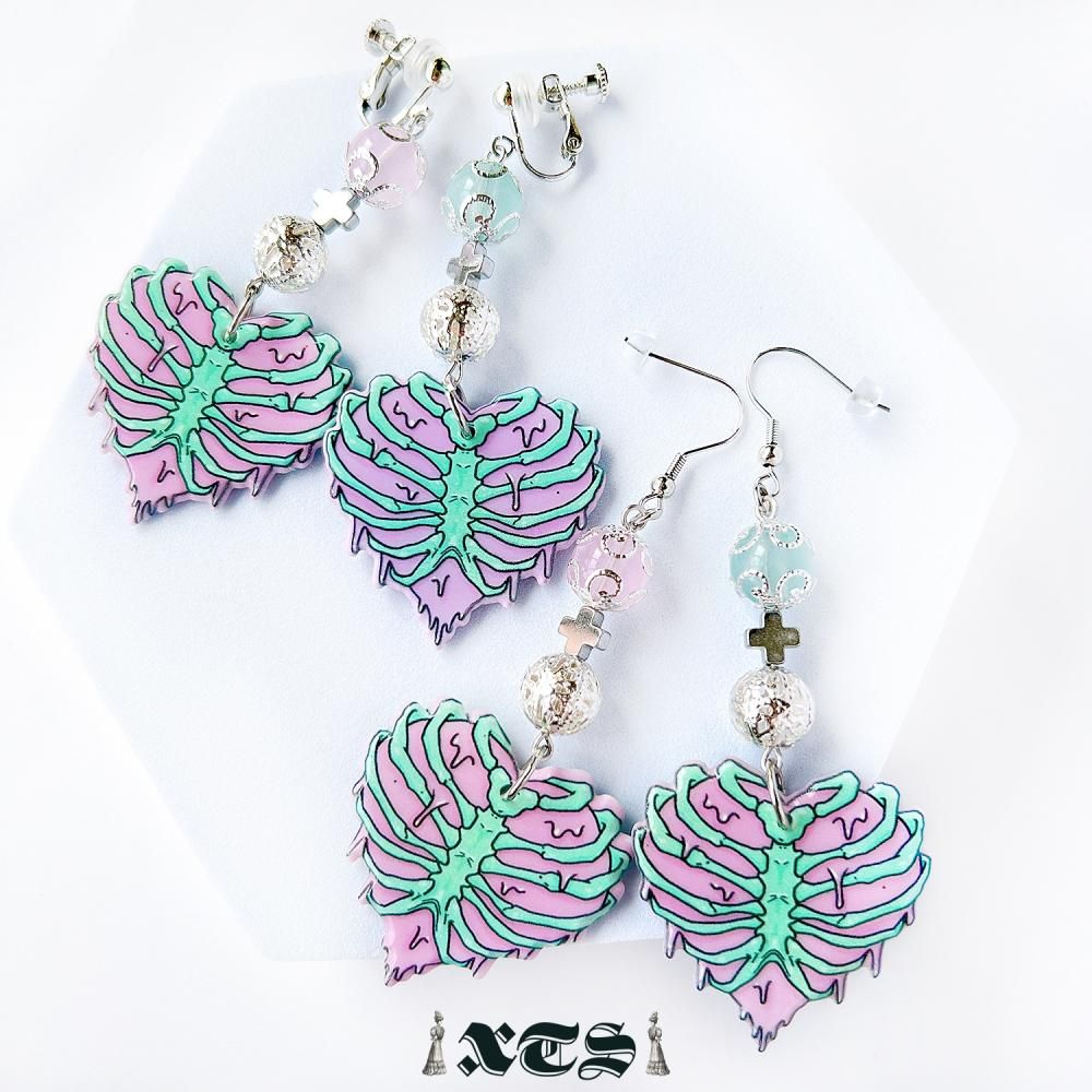 XTS Pastel Rib Heart イヤリング TS0278