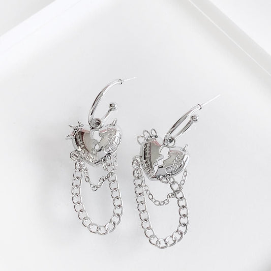 ハートチェーン ピアス SILVER シルバー