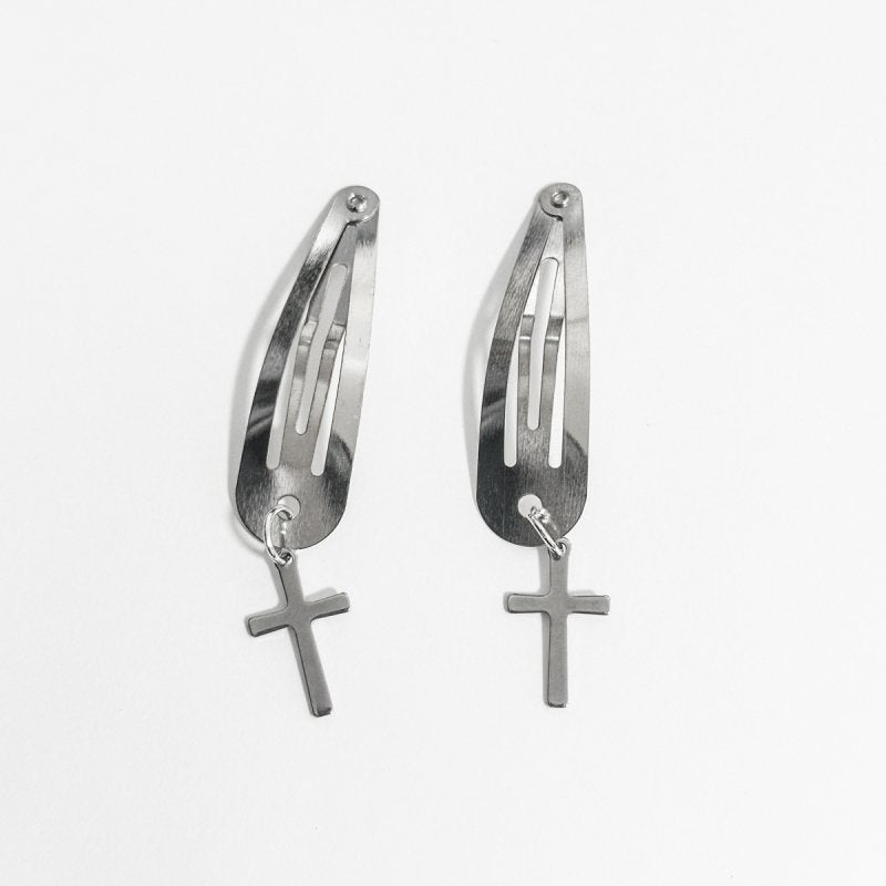 Hairpin set with charm, mini cross