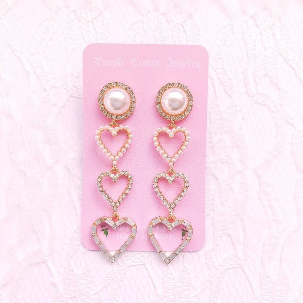 Purple Cream パール&ハートラブリーロングピアス P098500円均一