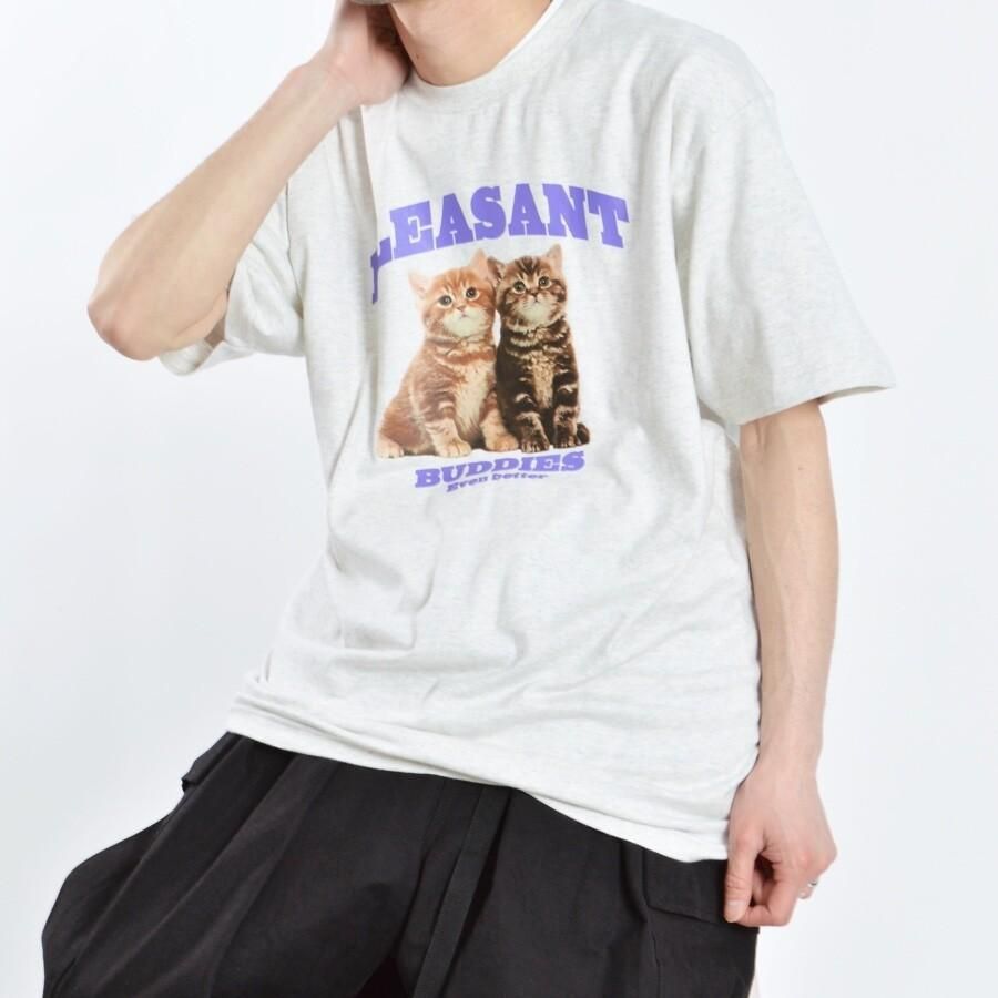 アニマルプリント Tシャツ CAT OATMEAL