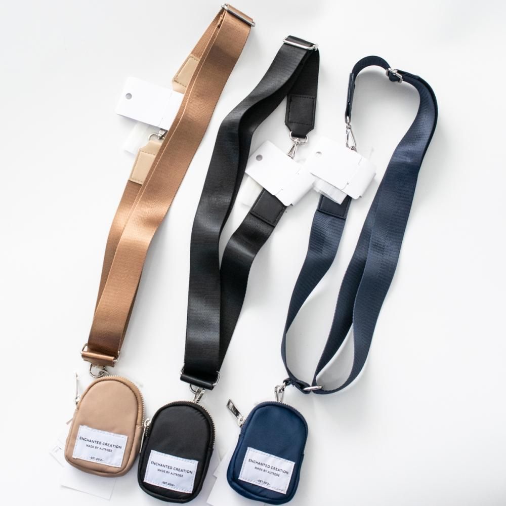 ALTROSE スマホ 斜めがけ ナイロンポーチ付 ベルトストラップ BLACK NEVY BEIGE