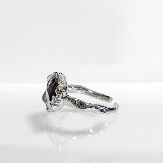 YIN AND YANG 陰陽 リング SILVER RHINESTONE