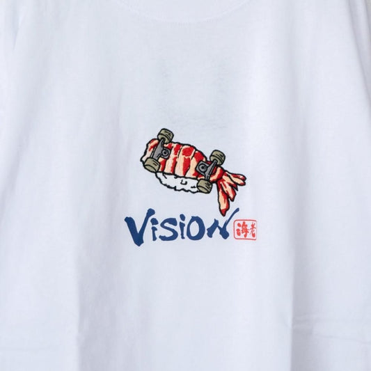 VISION STREET WEAR 寿司 スケートボード 半袖 Tシャツ WHITE Bエビ