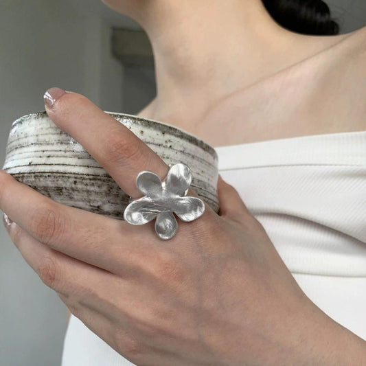 フラット フラワー リング SILVER