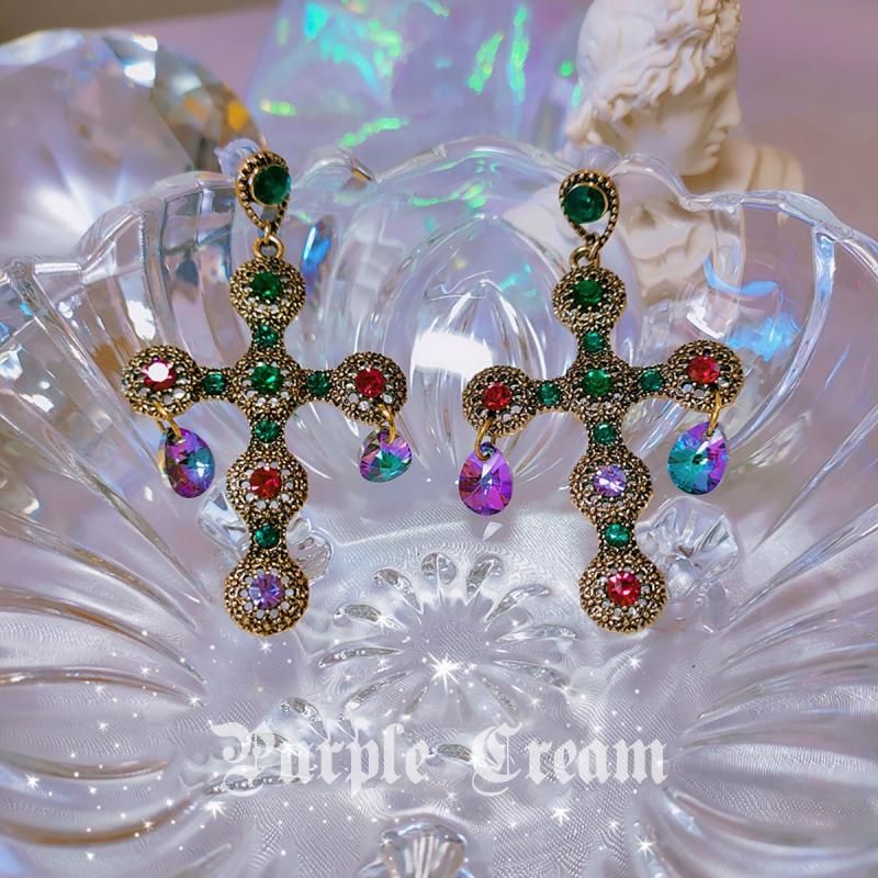 Purple Cream P628 Beaded Earrings