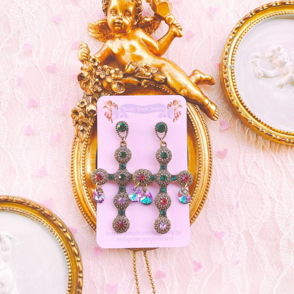 Purple Cream P628 ビジュー ピアス