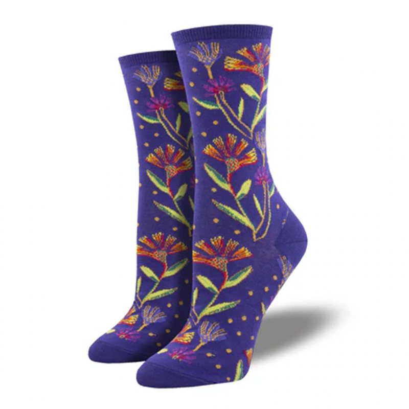 Socksmith ソックスミス Laurel Burch Wildflower クルーソックス PURPLE