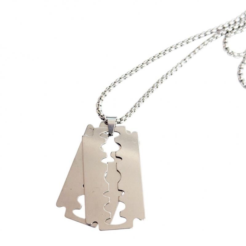 RAZOR カミソリ ネックレス ダブル SILVER