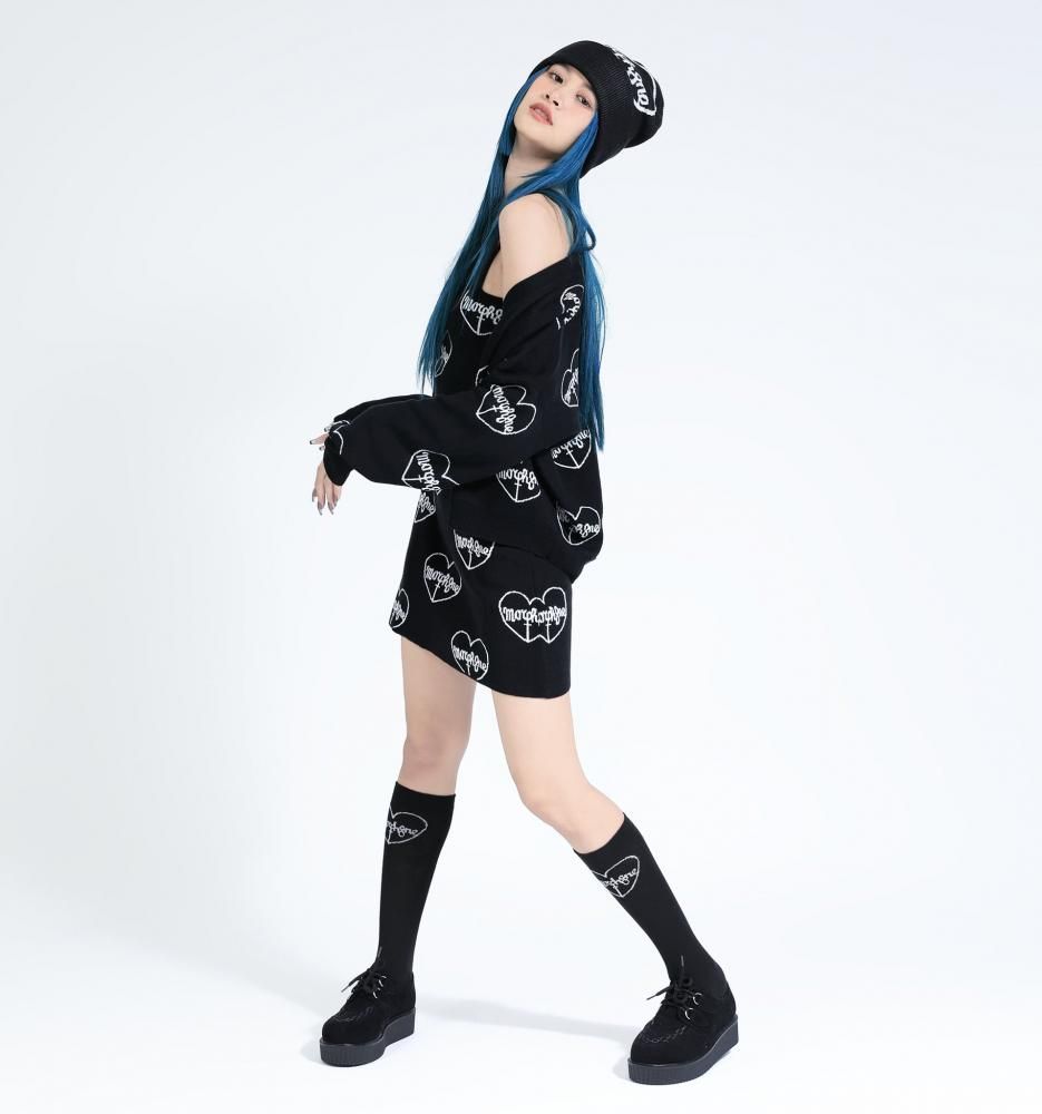 MORPH8NE ロゴ ハイソックス BLACK