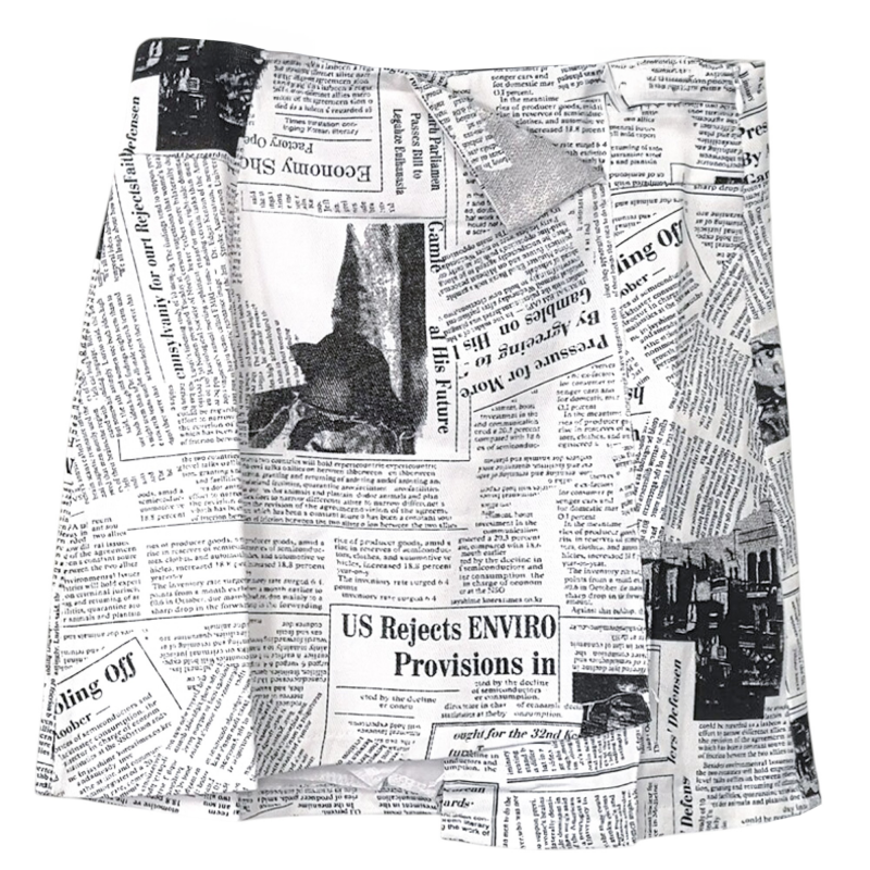 ニュースペーパー アシンメトリー ミニスカート WHITE