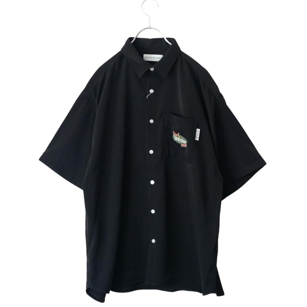 POWER TO THE PEOPLE クリームソーダ 刺繍 半袖シャツ BLACK