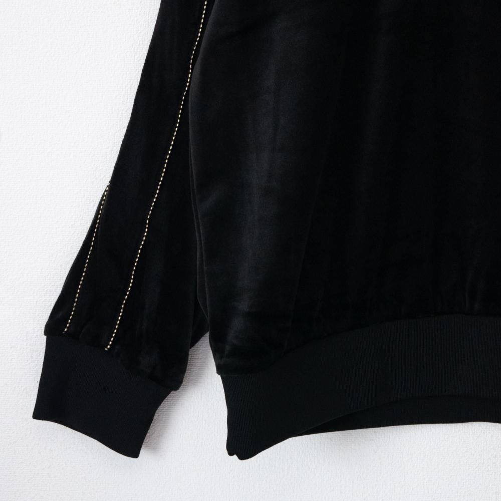 POWER TO THE PEOPLE ベロア ラグラン スウェット BLACK