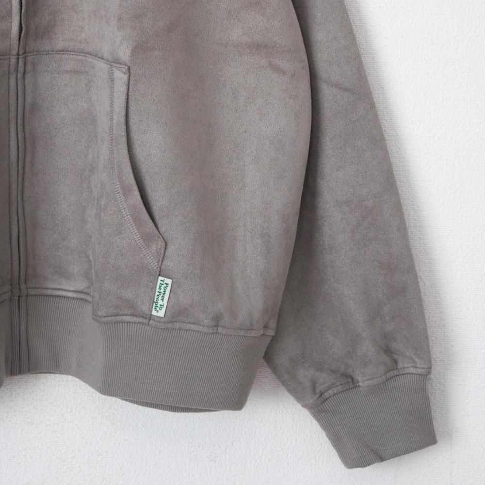 POWER TO THE PEOPLE TIGER フェイクスウェード ZIP パーカー LIGHT GRAY
