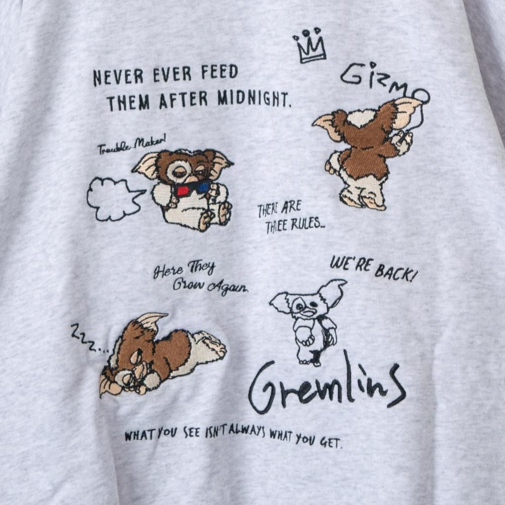 GREMLINS ギズモ ラクガキ刺繍 ZIP パーカー LIGHT GRAY