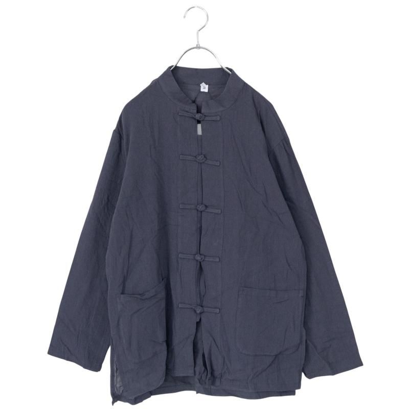 Defective Gauze Light China Shirt NAVY