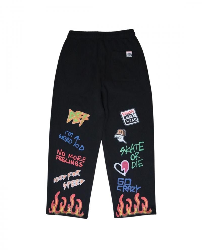 VISION STREET WEAR guernika All-Print スウェットパンツ BLACK
