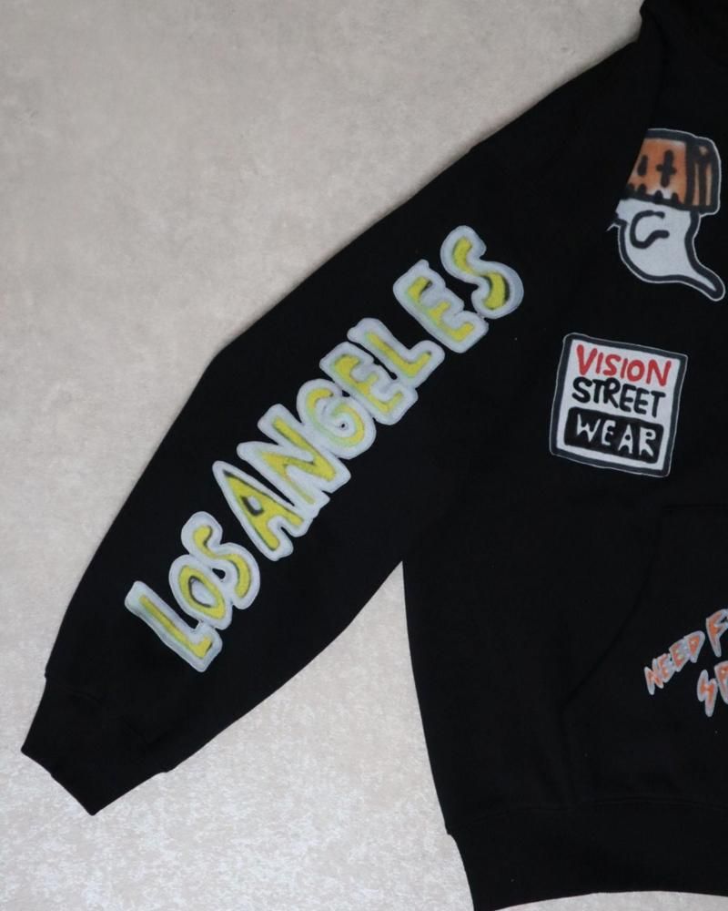 VISION STREET WEAR guernika All-Print ジップパーカー BLACK