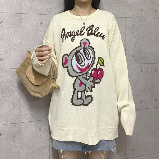 ANGEL BLUE エンジェルブルー アクリルバルキー ジャガードニット プルオーバー IVORY