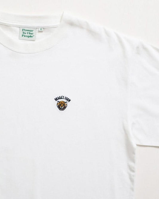 POWER TO THE PEOPLE ワンポイントTee / 虎 サガラ刺繍 半袖Tシャツ White