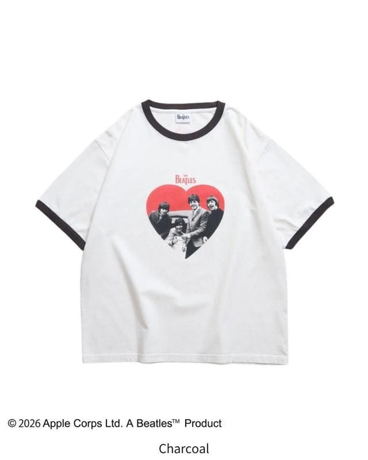 The Beatles ビートルズ ハート柄リンガーTee / 半袖Tシャツ Ringer Charcoal