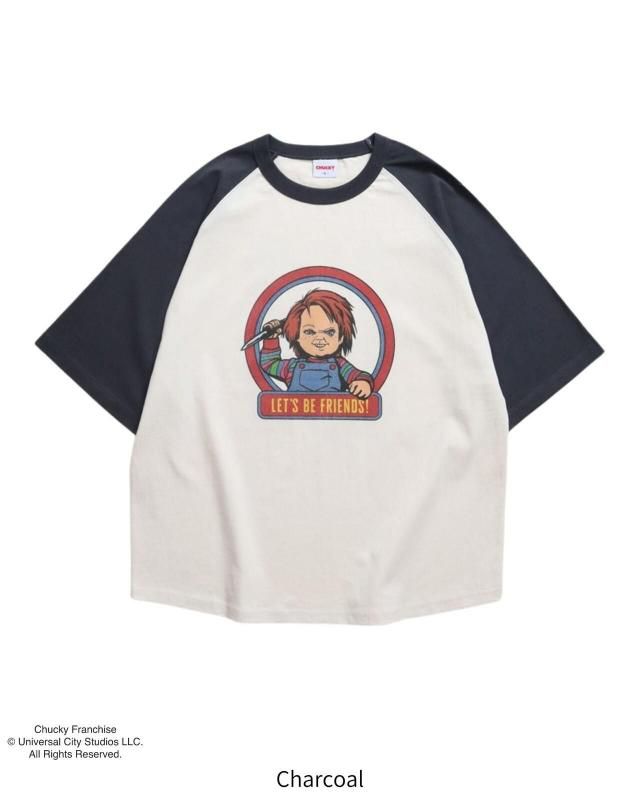 CHUCKY チャッキー サークルラグランTee 半袖Tシャツ チャイルド・プレイ Charcoal