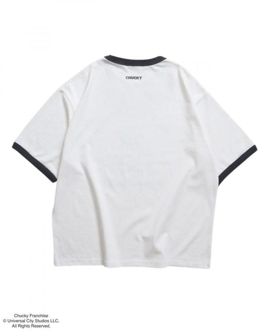 CHUCKY チャッキー クラックプリント リンガーTee 半袖Tシャツ チャイルド・プレイ White