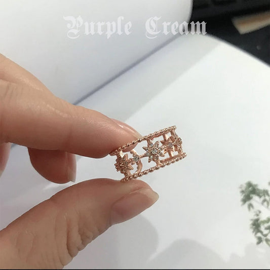 Purple Cream Wide Sparkly Stone Ring P406